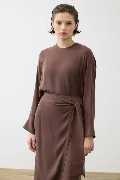 Prime Taşlanmış İpek Kruvaze Etek Takım Terzi Dükkani - 3