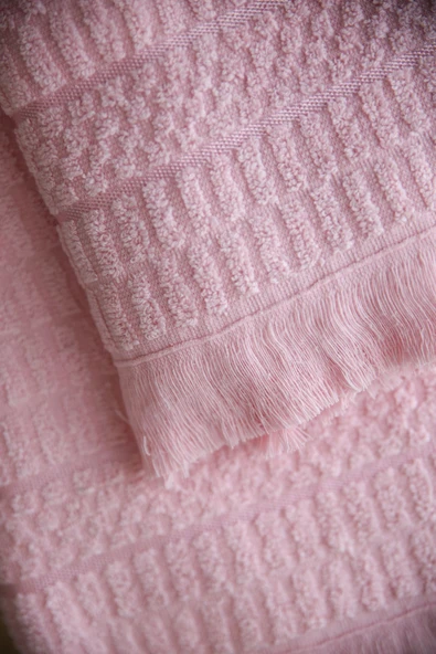 2’li Pamuklu Jakarlı Banyo Havlu Seti 90x150 Ve 50x90 Yumuşak Ve Emici - 5