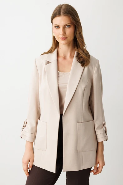 Ekol BB Oversize 3/4 Kol Kadın Ceket - Minimalist Tasarım