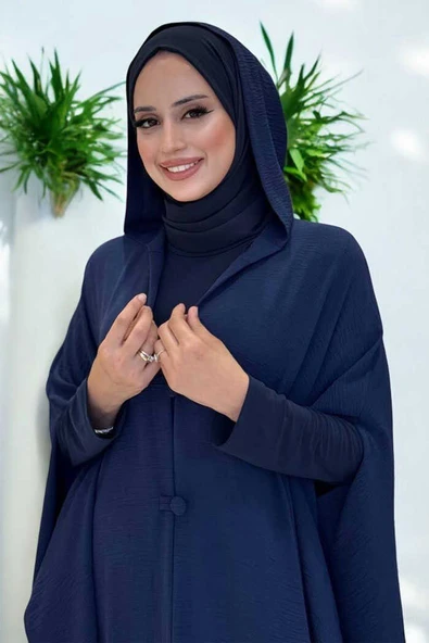 Kapüşonlu Ayrobin Pelerin 70021 Lacivert - 4