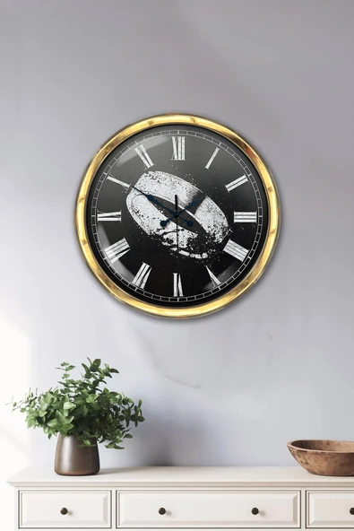 Platin Saat Hediyelik 40 Cm Gold Metal Yüzük Duvar Saati - 2