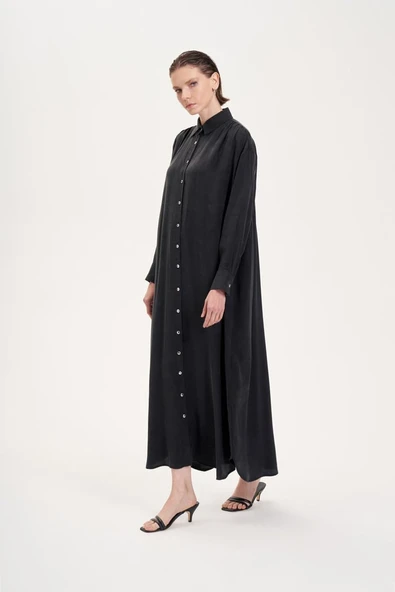 Prime Taşlanmış İpek Gömlek Uzun Elbise Terzi Dükkani - 2