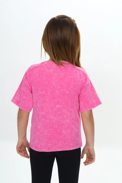 Toontoy Kız Çocuk Yıkamalı Kalp Baskılı Tişört - Resim 21