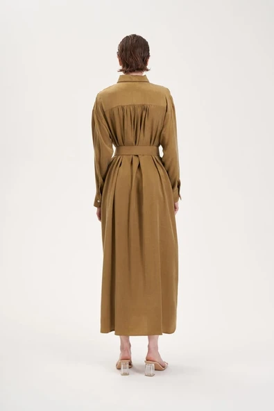 Prime Taşlanmış İpek Gömlek Uzun Elbise Terzi Dükkani - 8