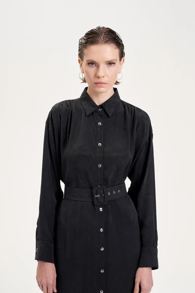 Prime Taşlanmış İpek Gömlek Uzun Elbise Terzi Dükkani - 3