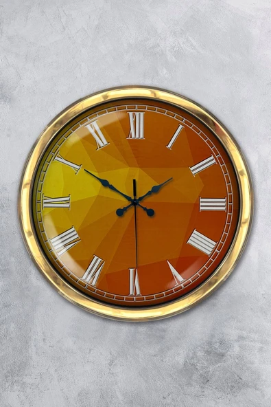 Platin Saat 40 Cm Gold Metal Turuncu Döşeme Duvar Saati
