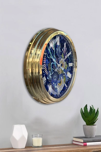 Platin Saat Hediyelik 40 Cm Gold Metal Tasarım Duvar Saati - 4