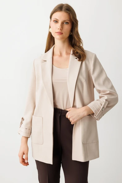 Ekol BB Oversize 3/4 Kol Kadın Ceket - Minimalist Tasarım - 2