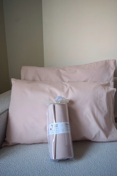 Lastikli Çarşaf Takımı 160x200 Çift Kişilik- Ranforce Pamuk-yastık Kılıflı-bej