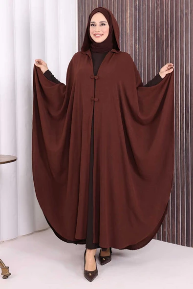 Kapüşonlu Ayrobin Pelerin 70021 Kahverengi ürün görseli