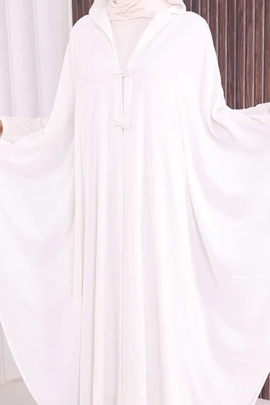 Kapüşonlu Ayrobin Pelerin 70021 Ekru - Resim 7