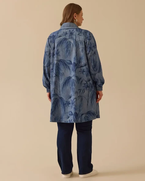 Kadın Büyük Beden Desenli Cepli Kap Ceket Gala-Xi 10002512514010 - 2