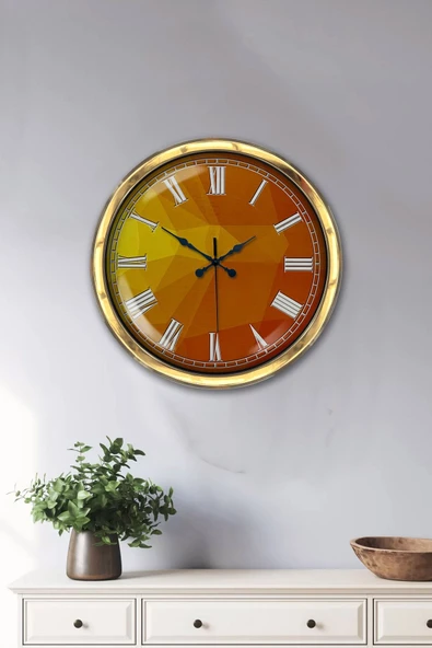 Platin Saat 40 Cm Gold Metal Turuncu Döşeme Duvar Saati - 2