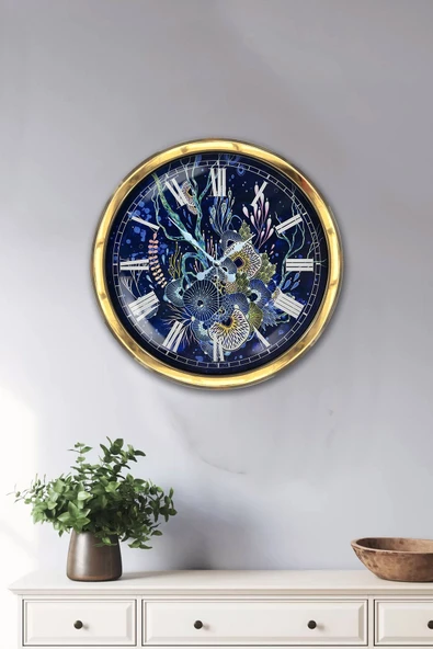 Platin Saat Hediyelik 40 Cm Gold Metal Tasarım Duvar Saati - 2