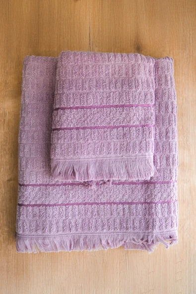 2’li Pamuklu Jakarlı Banyo Havlu Seti – 90x150 Ve 50x90 – Yumuşak Ve Emici - 4