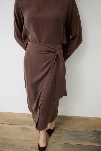 Prime Taşlanmış İpek Kruvaze Etek Takım Terzi Dükkani - 2