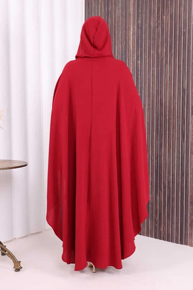 Kapüşonlu Ayrobin Pelerin 70021 Bordo - Resim 4