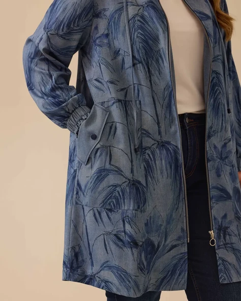 Kadın Büyük Beden Desenli Cepli Kap Ceket Gala-Xi 10002512514010 - 3