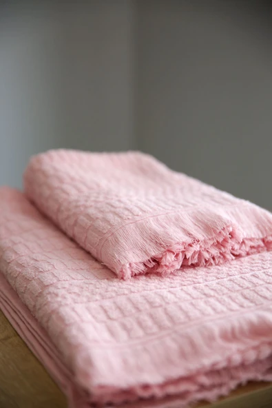 2’li Pamuklu Jakarlı Banyo Havlu Seti 90x150 Ve 50x90 Yumuşak Ve Emici - 2