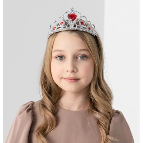 Kalp Taşlı Kırmızı Renk Karlar Ülkesi Elsa Anna Frozen Tacı - 3