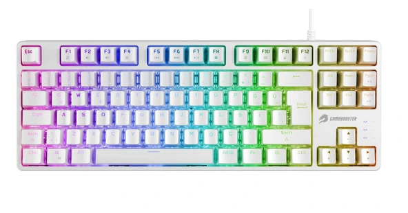 Gamebooster G23W Enigma TKL Rainbow Aydınlatmalı Red Switch Mekanik Beyaz Oyun Klavyesi