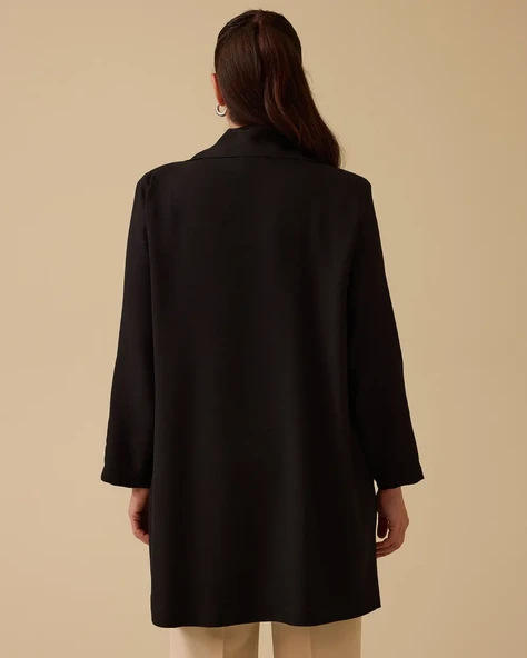 Büyük Beden Nakışlı Katlanabilir Kollu Kap Ceket Gala-Xi - 5