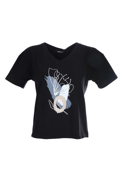 Ysatis Minimalist V Yaka Kısa Kol Kadın Bluz - Günlük Kullanım - 2