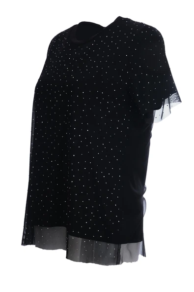 Ysatis Oversize Minimalist Kadın Bluz - Kısa Kol Yuvarlak Yaka