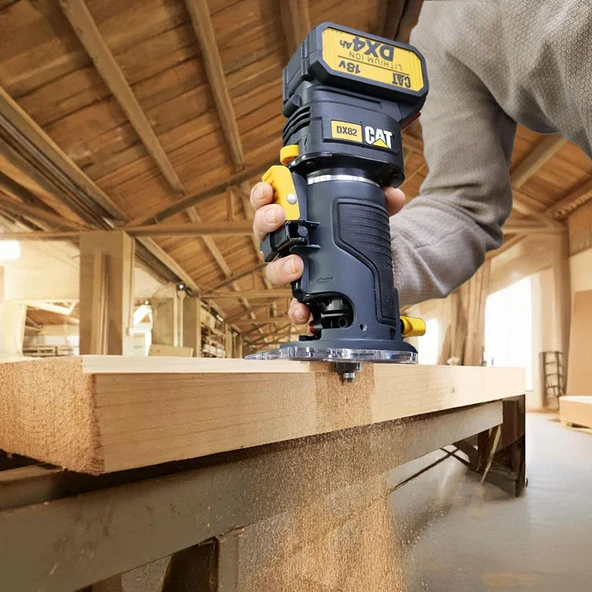 CAT DX82B.3 18Volt Şarjlı Kömürsüz 6mm Devir Ayarlı Profesyonel Avuç İçi El Frezesi Formika Tıraşlama (Akü Dahil Değildir) - 12