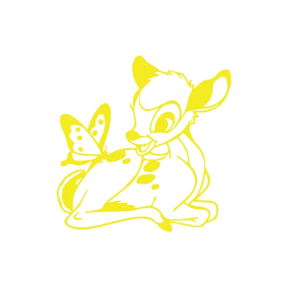 Ceylan Ve Kelebek Araba Sticker 17x17 Cm Sarı ürün görseli