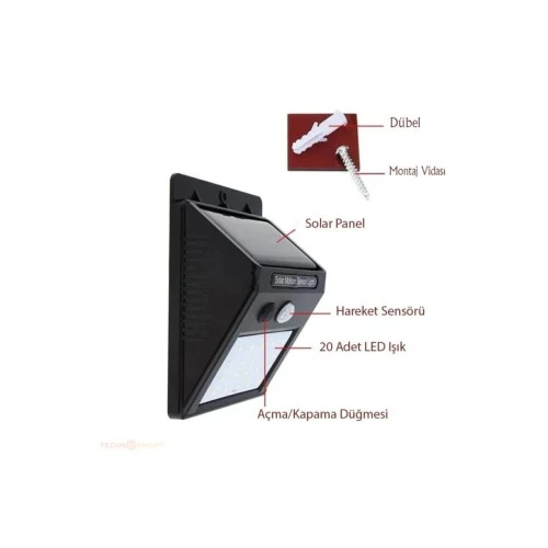 Hareket Sensörlü Solar Dış Mekan Lambası - 3