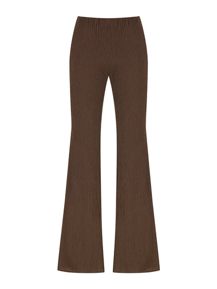 Nocturne Minimalist Midi Flared Pantolon - Yüksek Bel Geniş Paça - Resim 4