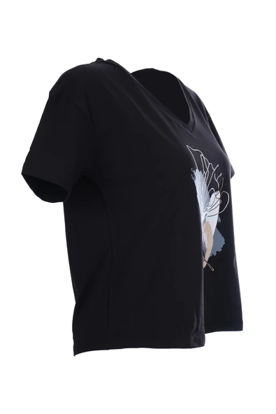 Ysatis Minimalist V Yaka Kısa Kol Kadın Bluz - Günlük Kullanım - 4