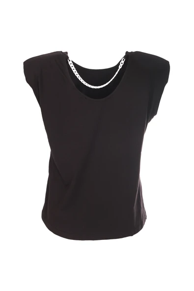 Ysatis Minimalist Crop Bluz - Kısa Kol Yuvarlak Yaka - Günlük Şıklık - 4