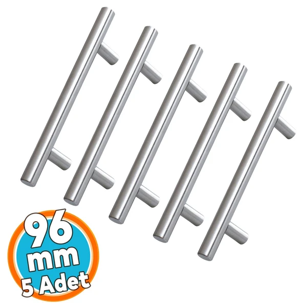 Mobilya Mutfak Çekmece Dolap Dolabı Kulbu Kulpu Kulpları 96 mm - 9.6 cm) İnox Metal 5 Adet ürün görseli