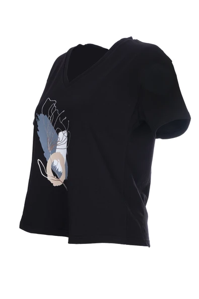 Ysatis Minimalist V Yaka Kısa Kol Kadın Bluz - Günlük Kullanım - 3