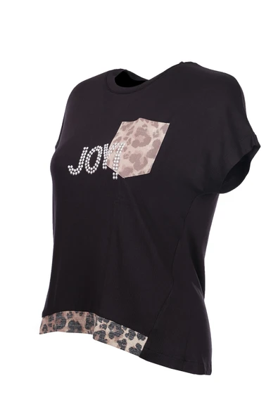 Ysatis Minimalist Oversize Kısa Kol Kadın Bluz - Leopar Detay