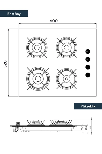 KUMTEL KO-40 TSHDF Set Üstü Ocak - Siyah - 3