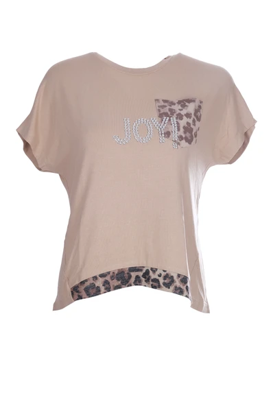 Ysatis Minimalist Oversize Kısa Kol Kadın Bluz - Leopar Detay - 2