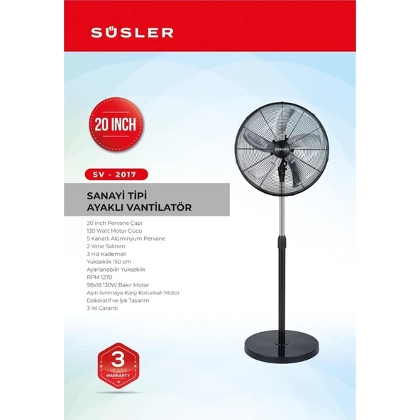 Süsler SV-2017 Sanayi Tipi Vantilatör - 2