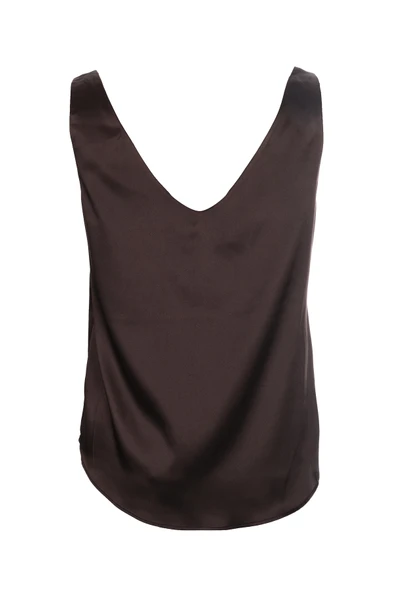 Ysatis V Yaka Kolsuz Minimalist Saten Bluz - Günlük & Şık