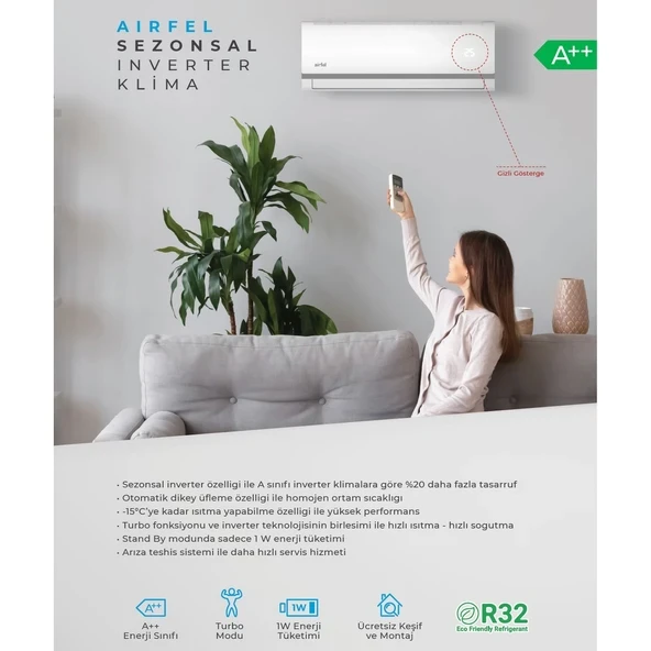 Airfel LTXM50N 18000 BTU R32 A++ Inv Split Klima - 4