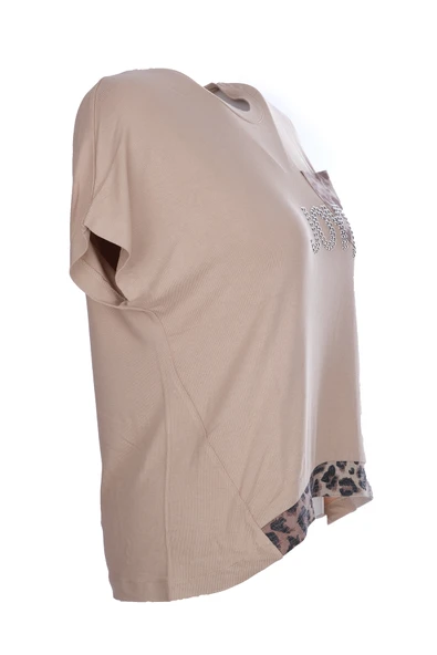 Ysatis Minimalist Oversize Kısa Kol Kadın Bluz - Leopar Detay - 10