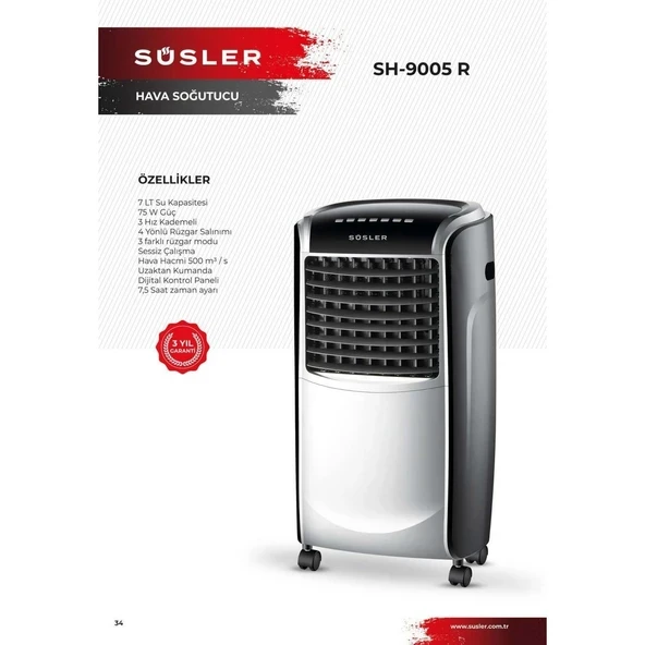 Süsler SH-9005 R Su Hazneli Hava Soğutucu