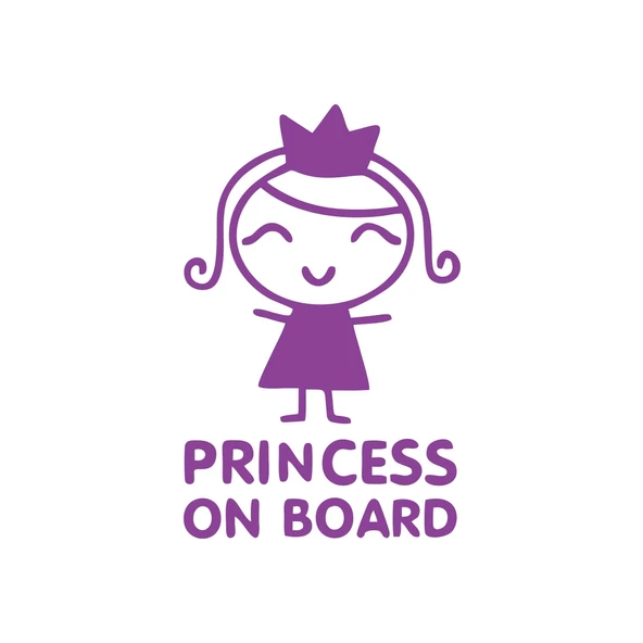 Princess On Board Araba Sticker 17x17 Cm Mor ürün görseli