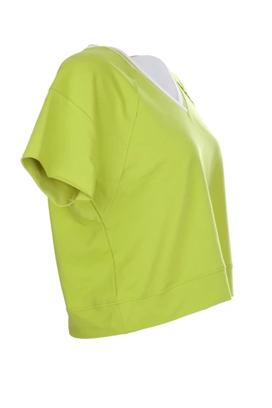 Ysatis Minimalist V Yaka Kısa Kol Crop Bluz - Günlük Kullanım - 3