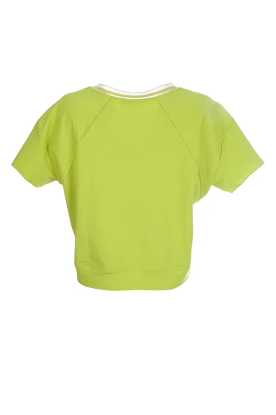 Ysatis Minimalist V Yaka Kısa Kol Crop Bluz - Günlük Kullanım - 4