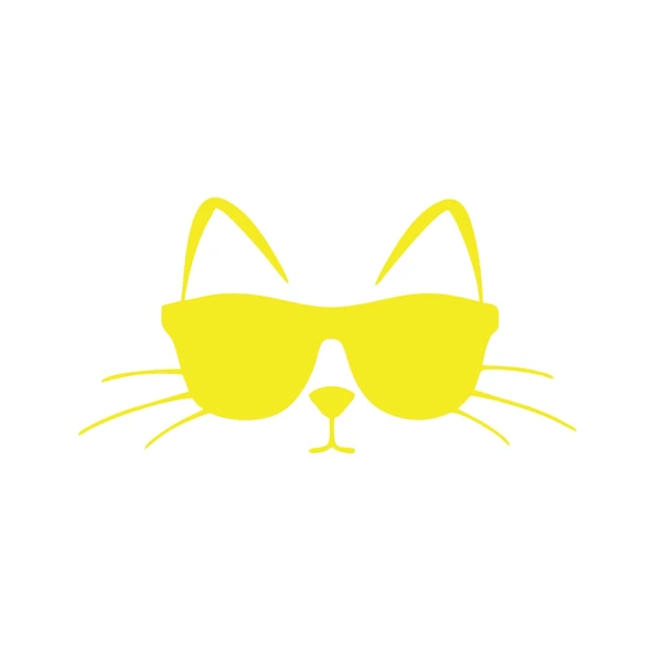 Güneş Gözlüğü Takan Kedi Araba Sticker 17x17 Cm Sarı