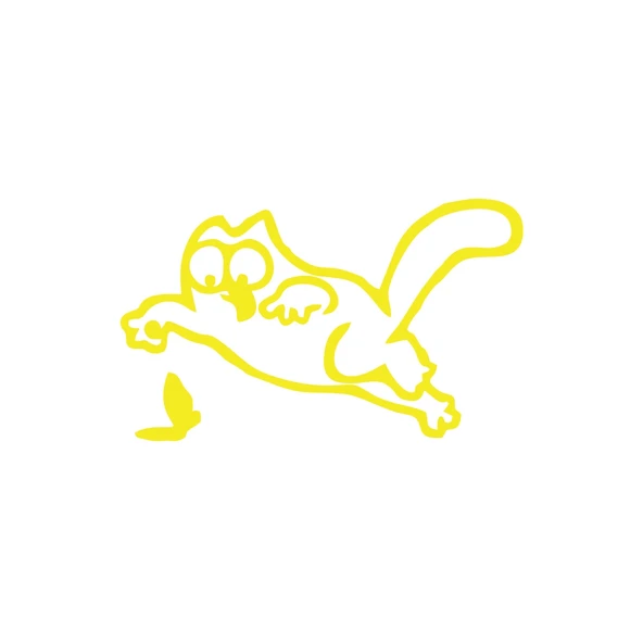 Komik Kedi Araba Sticker 17x17 Cm Sarı