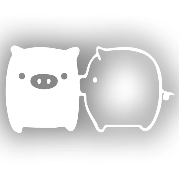 Sevimli Domuzlar Araba Sticker 17x17 Cm Beyaz ürün görseli